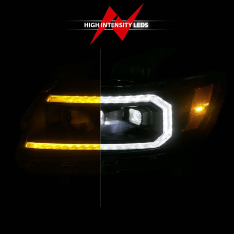 ANZO 15-22 Chevrolet Colorado Full LED Projector Headlights w/ Initiation & Sequential - Black - 111615