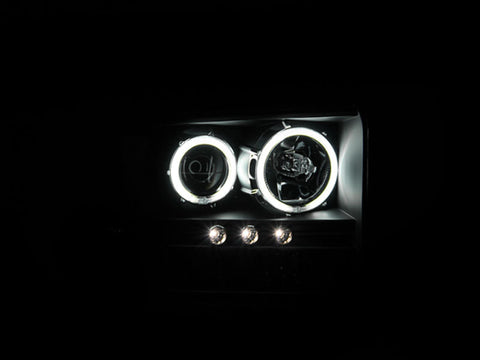 ANZO 2005-2007 Ford Excursion Projector Headlights w/ Halo Black w/ LED Strip (CCFL) 1pc - 111117