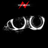 ANZO 2002-2005 BMW 3 Series E46 Projector Headlights w/ Halo Chrome - 121212
