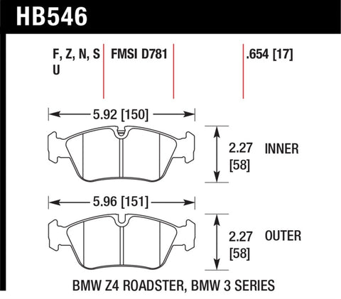 Hawk Performance Ceramic Street Brake Pads - HB546Z.654