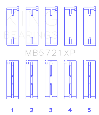 King Engine Bearings Nissan SR20DET (GTiR) 16V Performance Main Bearing Set - Size STD - MB5721XP