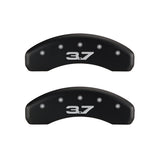 MGP 4 Caliper Covers Engraved Front 2015/Mustang Engraved Rear 2015/37 Red finish silver ch - 10204SM32RD