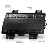 ANZO 2018-2021 Jeep Wrangler LED Side Markers Chrome Housing Smoke Lens w/ Seq. Signal Low Config - 511087