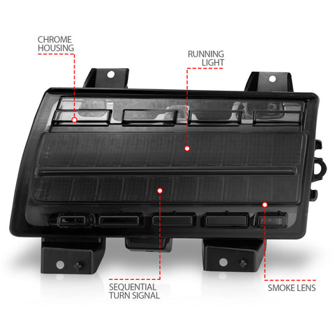 ANZO Wrangler 18-21/Gladiator 20+ LED Side Marker Lights Smoke w Sequential Signal - 511088
