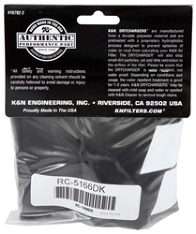 K&N Round Tapered Drycharger Air Filter Wrap 8in B ID x 6.625in T ID x 10.5in H - RC-5166DK