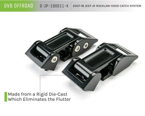 DV8 Offroad 2007-2018 Jeep Rocklaw Hood Catch System - D-JP-190011-K