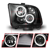 ANZO 2005-2009 Ford Mustang Projector Headlights w/ Halo Black - 121166