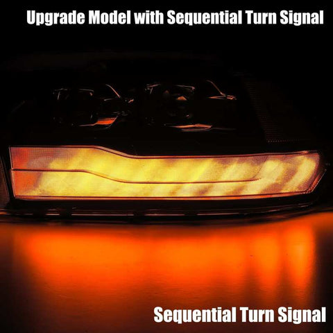 AlphaRex 09-18 Dodge Ram 1500HD PRO-Series Projector Headlights Plank Style Black w/Seq Signal/DRL - 880597