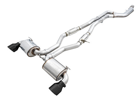 AWE Tuning 2020 Toyota Supra A90 Resonated Touring Edition Exhaust - 5in Diamond Black Tips - 3015-33132