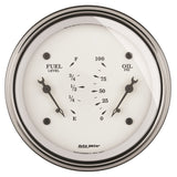 AutoMeter Gauge Dual Fuel & Oilp 3-3/8in. 240 Ohm(e) to 33 Ohm(f) & 100PSI Elec Old Tyme Wht - 1613