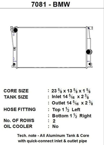 CSF BMW 2 Seires (F22/F23) / BMW 3 Series (F30/F31/F34) / BMW 4 Series (F32/F33/F36) A/T Radiator - 7081