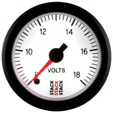 Autometer Stack 52mm 8-18V Pro Stepper Motor Battery Voltage Gauge - White - ST3366