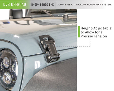 DV8 Offroad 2007-2018 Jeep Rocklaw Hood Catch System - D-JP-190011-K