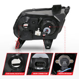 ANZO 2010-2014 Ford Mustang Projector Headlights w/ Halo Black (CCFL) - 121323