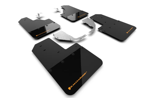 Rally Armor 21-25 Ford Bronco (Steel Bmpr - NO Rptr/Sprt - NO RR/RB) Blk Mud Flap w/Cy Orange Logo - MF85-NO-ST-COR