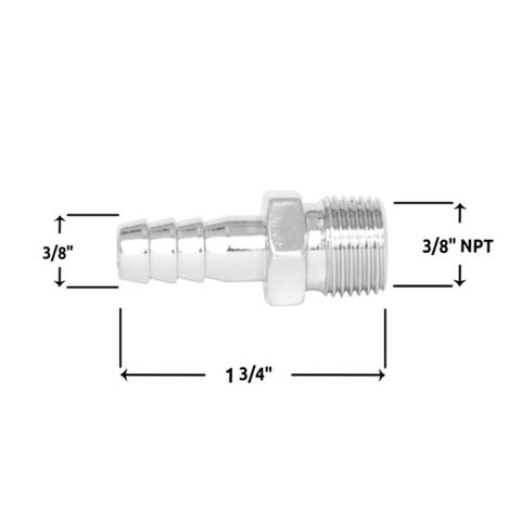 Spectre Fuel Fitting 3/8in. Hose Barb NPT Threads - Chrome - 5945