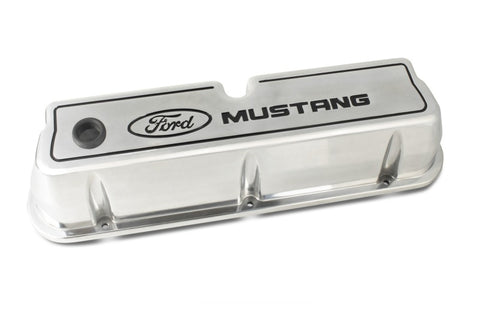 Ford Racing Ford 289/302/351W Die-Cast Valve Covers - Polished w/Black Logo - 302-030