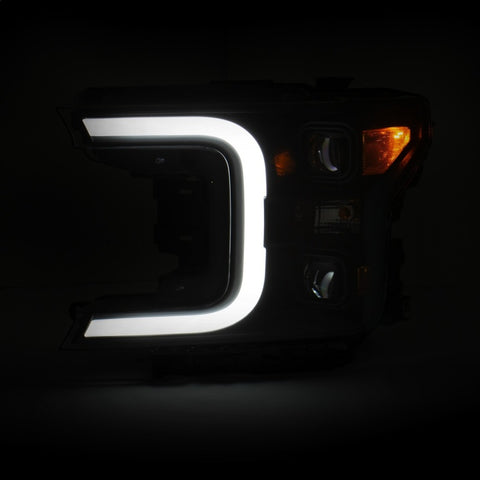 ANZO 18-19 Ford F-150 LED Projector Headlights w/ Plank Style Switchback Black w/ Amber - 111400