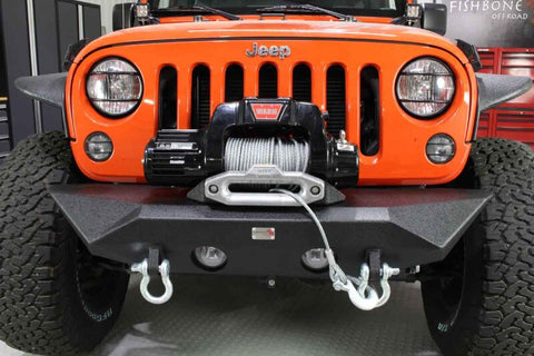 Fishbone Offroad 07-18 Jeep Wrangler JK Rubicon Unlimited Steel Front Bumper - Blk Txtrd Powdercoat - FB22045