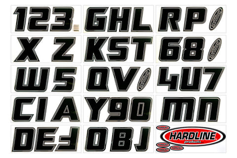 Hardline Boat Lettering Registration Installation Kit 3 in. - 900 Black - Black900