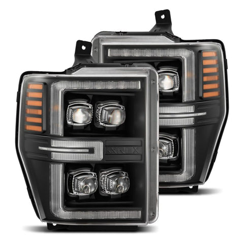 AlphaRex 08-10 Ford F250-550 NOVA-Series LED Projector Headlights Black w/Activ Light/Seq Signal - 880310