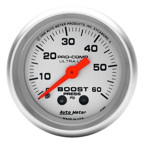 Autometer Ultra-Lite 52mm 60 PSI Mechanical Boost Gauge - 4305
