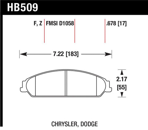 Hawk 2013-2014 Chrysler 200 (w/XR1 Brakes) HPS 5.0 Front Brake Pads - HB509B.678