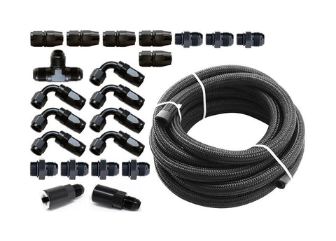 Torque Solution Braided Fuel Line Kit for -6 Aeromotive FPR & Flex Fuel Kit - 02-14 Subaru WRX - TS-SU-6FLK-AM-FF