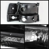 xTune Ford F150/Bronco 92-96 Headlights w/Corner Bumper 6pcs Amber- Black HD-JH-FB92-SET-AM-BK - 5073136