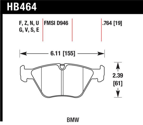 Hawk 01-06 BMW 330Ci / 01-05 330i/330Xi / 01-06 M3 Blue 9012 Front Race Brake Pads - HB464E.764