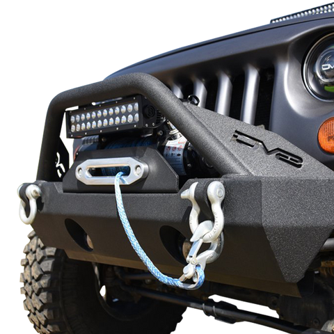 DV8 Offroad 07-18 Jeep Wrangler JK/JL FS-15 Steel Stubby Front Bumper w/ Fog Lights - FBSHTB-15
