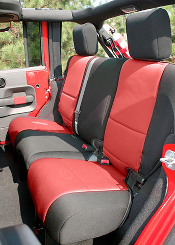 Rugged Ridge Seat Cover Kit Black/Red 07-10 Jeep Wrangler JK 4dr - 13295.53