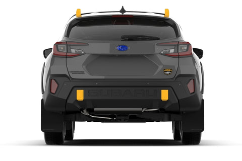 Rally Armor - 2024 Subaru Crosstrek (Wilderness Only) Black UR Mud Flap W/White Logo No Drilling Req - MF116-UR-BLK-WH