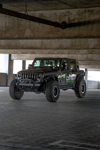 DV8 Offroad 07-23 Jeep Wrangler/Gladiator JT/JK/JL FS-25 Stubby Front Bumper w/Plated Bull Bar - FBJL-06
