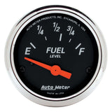 Autometer Designer Black Fuel Level Gauge 2-1/16in Electrical 70 Ohms E / 10 Ohms F - 90 Deg Sweep - 1423