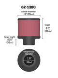 K&N 1.25in Flange ID x 3in OD x 2.5 inch H Rubber Base Crankcase Vent Filter - 62-1380