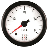 Autometer Stack 52mm 0-280 Ohm Programmable Pro Stepper Motor Fuel Level Gauge - White - ST3365