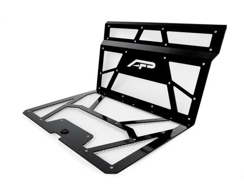 Agency Power 14-18 Polaris RZR XP 1000 / XP Turbo Vented Engine Cover - Gloss Black/White Mesh - AP-RZR-111-FGB-MWHT