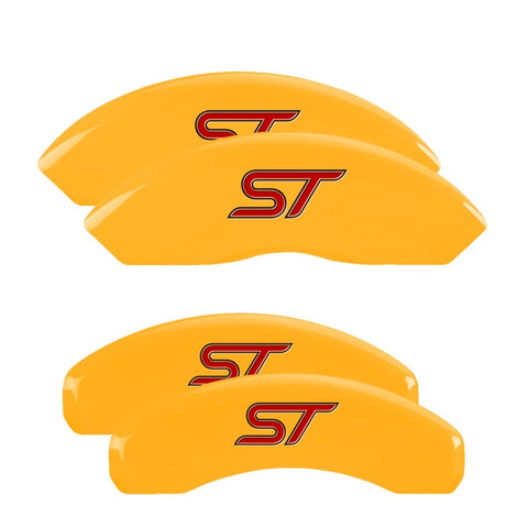 MGP 4 Caliper Covers Engraved Front & Rear No bolts/ST Yellow finish black ch - 10119SST1YL