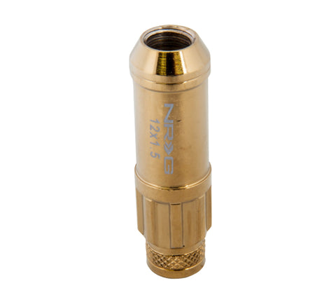 NRG 700 Series M12 X 1.5 Steel Lug Nut w/Dust Cap Cover Set 21 Pc w/Locks & Socket - Chrome Gold - LN-LS700CG-21