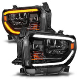 ANZO 14-21 Toyota Tundra (OE Halogen w/LED DRL) LED Crystal Headlights w/ Switchback & DRL - Blk - 111533