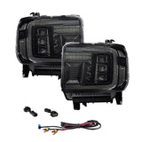 Form Lighting 2014+ GMC Sierra 1500/2500/3500 LED Projector Headlights Amber DRL (Pair) - FL0023