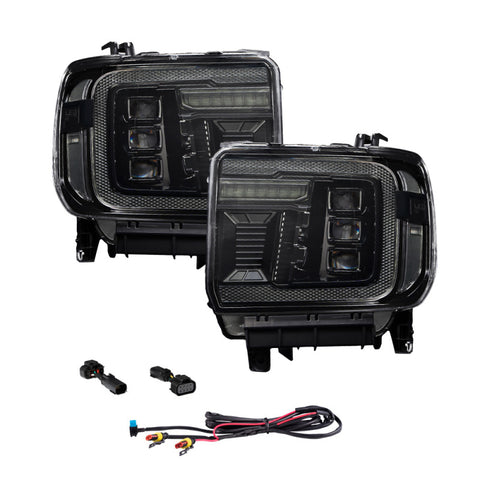 Form Lighting 2014+ GMC Sierra 1500/2500/3500 LED Projector Headlights Amber DRL (Pair) - FL0023