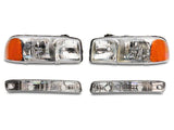 Raxiom 99-06 GMC Sierra 1500 Axial Series OEM Crystal Rep Headlights- Chrome Housing (Clear Lens) - S518303