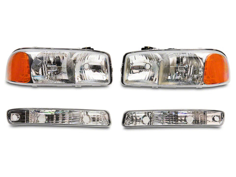 Raxiom 99-06 GMC Sierra 1500 Axial Series OEM Crystal Rep Headlights- Chrome Housing (Clear Lens) - S518303