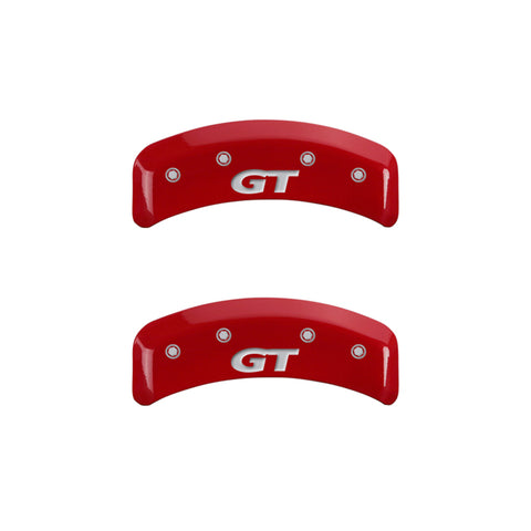 MGP 4 Caliper Covers Engraved Front Mustang Engraved Rear SN95/GT Red finish silver ch - 10095SMG1RD