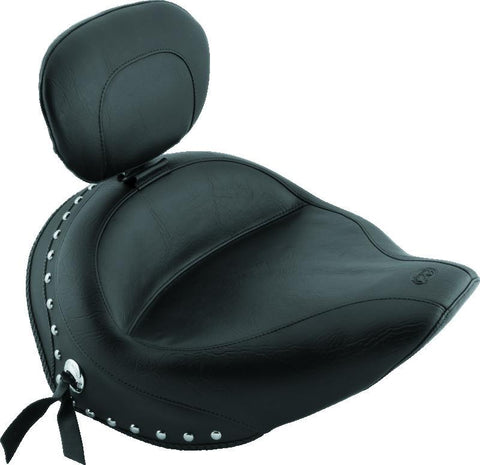 Mustang 06-15 Yamaha Roadliner, Stratoliner Wide Touring Solo Seat w/Driver Backrest Studs - Black - 79452