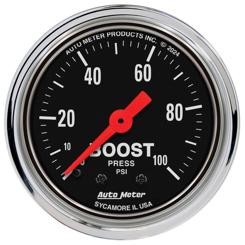 AutoMeter Gauge Boost 2-1/16in. 100 PSI Mechanical Traditional Chrome - 2406