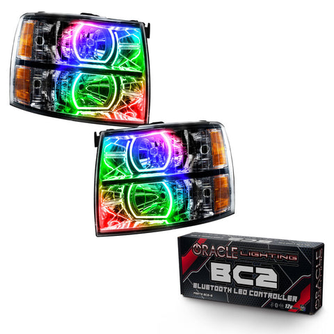 Oracle 07-13 Chevrolet Silverado SMD HL - Black - Square - ColorSHIFT w/ BC1 Controller - 8189-335