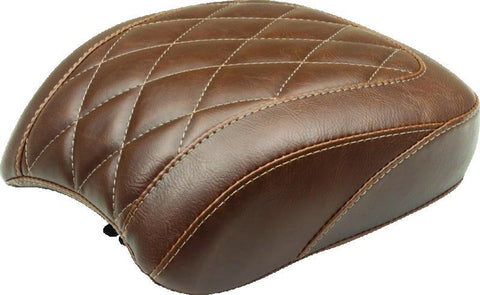 Mustang Harley Low Medallion Sissy Bar Pad (9.5 inch x 9 inch) Diamond Stitch - Brown - 76776